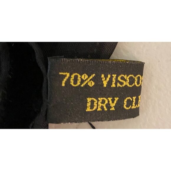 Patchwork Black Fringe Scarf  Geometric & Floral Design Viscose & Silk Blend - Picture 4 of 6